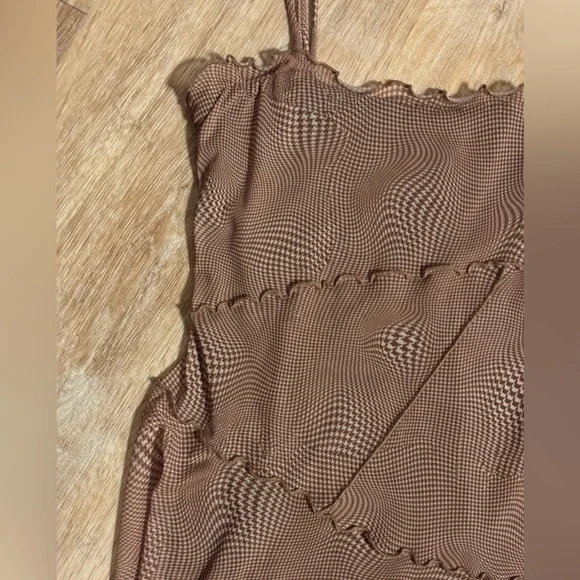 Festival abstract Y2K Mesh slip dress UO small raw hem Ruffle Dress *2 for 20* - Picture 8 of 14
